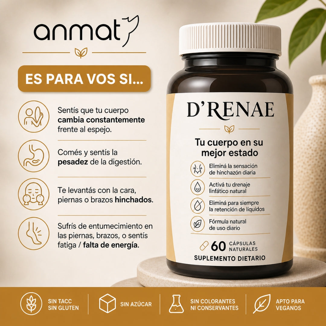 D’RENAE® | 60 Cápsulas de Drenaje Linfático